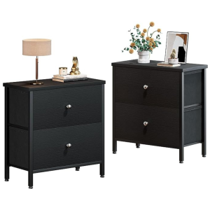 Black Nightstands Set of 2